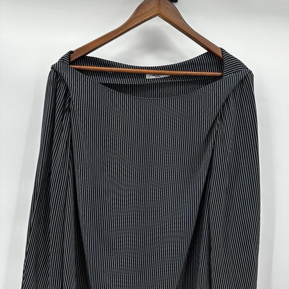 MM Lafleur Top Blouse Womens Large Blue Rampling Top Thin Stripe - Picture 3 of 12